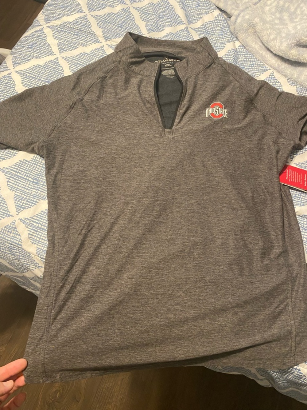 Colosseum Heather Gray Ohio State Short Quarter-Zip Polo